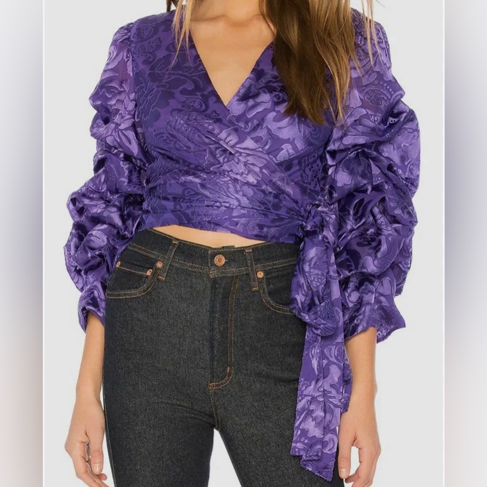 Alice + Olivia Dominica Wrap Top in Baroque Floral
